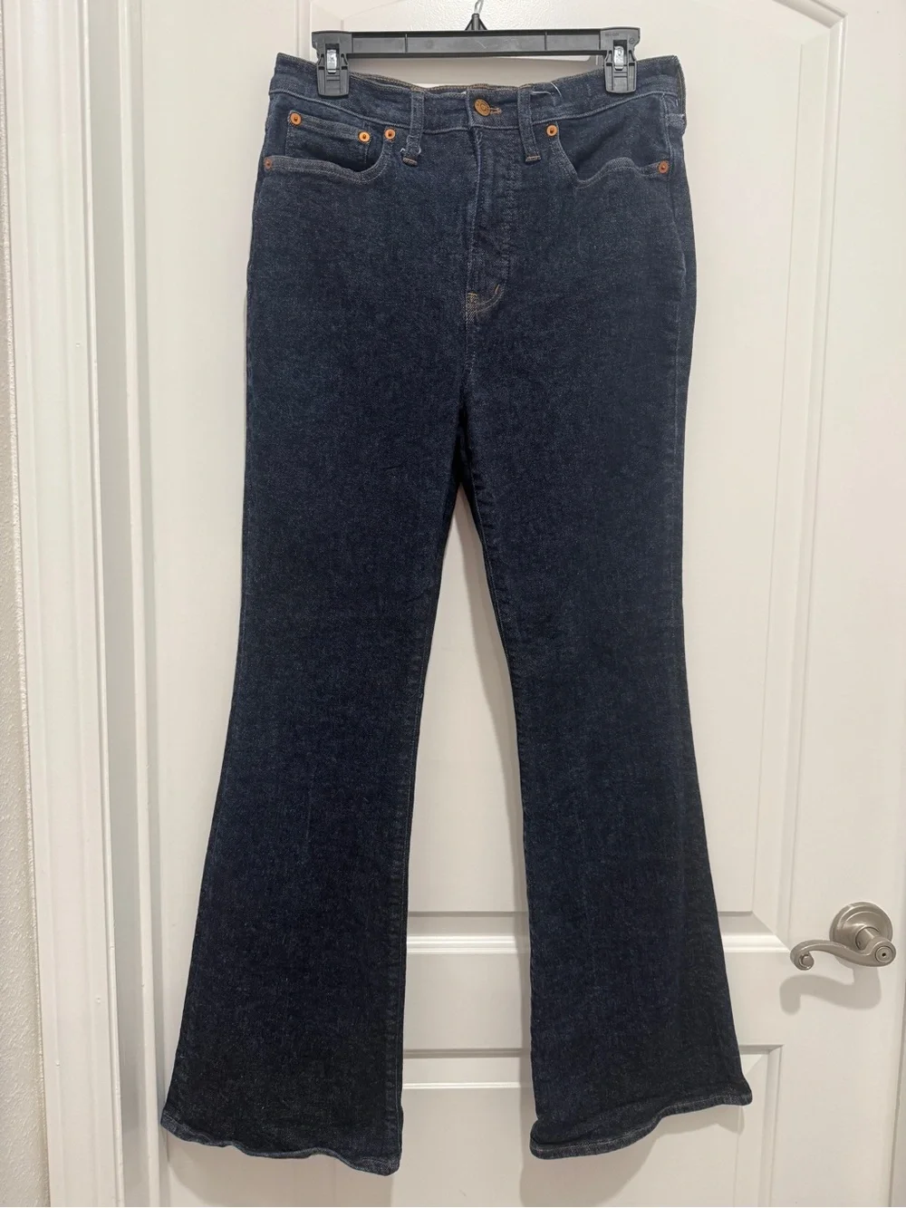 Madewell The Perfect Vintage Flare Dark Blue Jeans with Copper Rivets